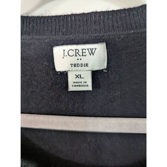J. Crew Teddie Pullover Sweater women's size XL black cotton Merino Wool - Picture 3 of 5